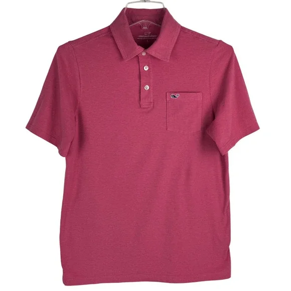 Vineyard Vines Kids Exclusive Island Pocket Polo Shirt Rose Red L Short Sleeve - Picture 1 of 8